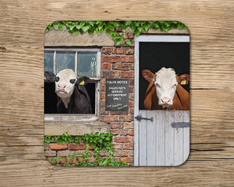 Hereford cows drinks Coaster - Free samples Welcome - Kitchy & Co glass coaster