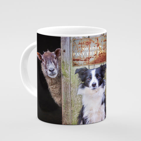 Border Collie and Sheep Mug - Look Out ! She's Behind Ewe - Kitchy & Co 10oz Mug Mugs