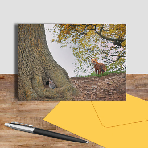 Fox and Rabbit greetings card - Alway have an escape plan
