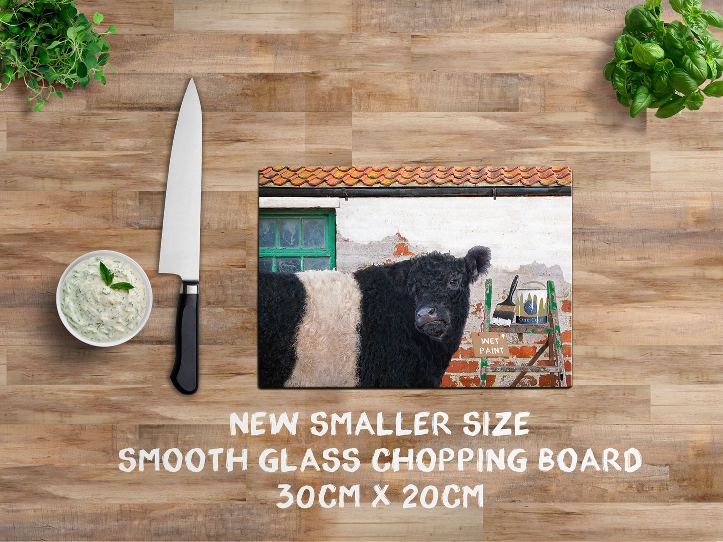 Belted Galloway glass chopping board - And that's how Belties are made