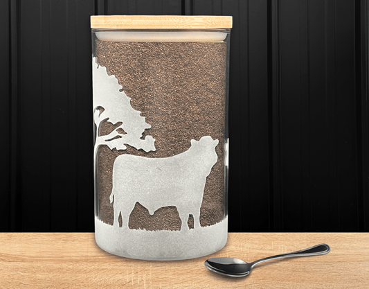 1000ml Glass storage jar - Beef Cows