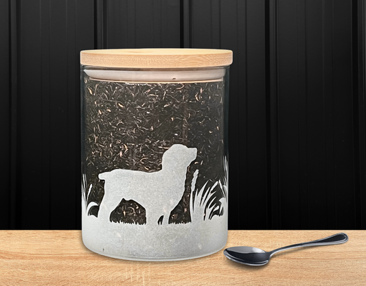 750ml Glass storage jar - Spaniel Pheasant Flush