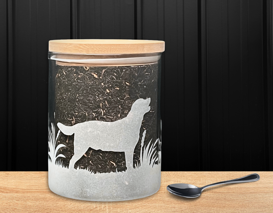 750ml Glass storage jar - Labrador Pheasant Flush