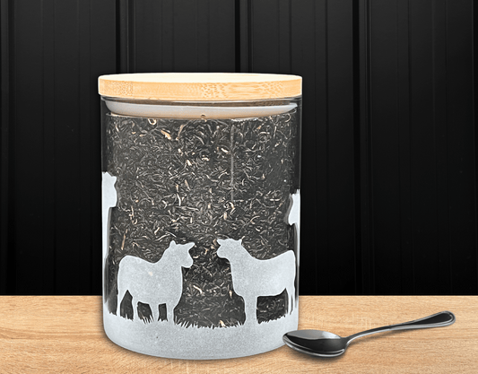 750ml Glass storage jar - Charollais Sheep