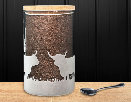 1000ml Glass storage jar - Highland Cows