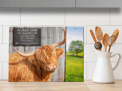 Highland Cow glass chopping board - Meadow Barn