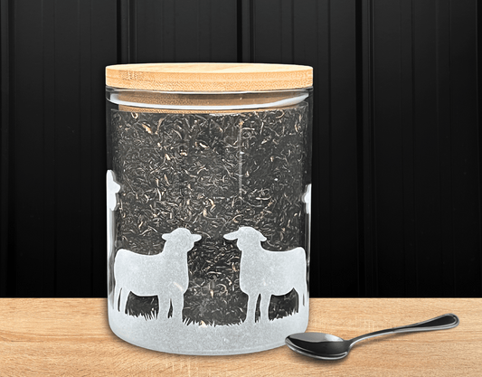 750ml Glass storage jar - Suffolk Sheep