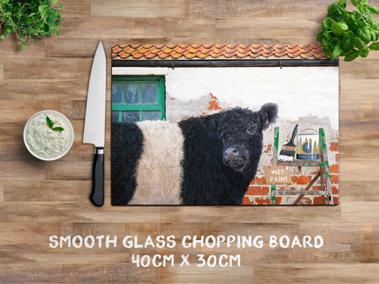 Belted Galloway glass chopping board - And that's how Belties are made - Kitchy & Co Chopping Board