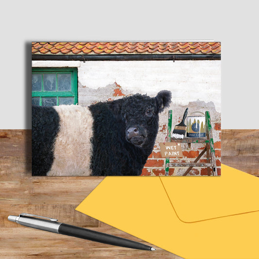 Belted galloway greetings card - And that's how belties are made - Kitchy & Co