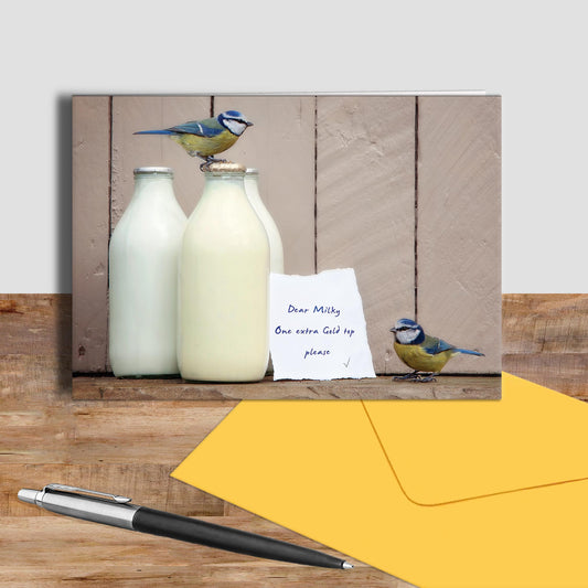 Bluetit greetings card - Goldtop - Kitchy & Co