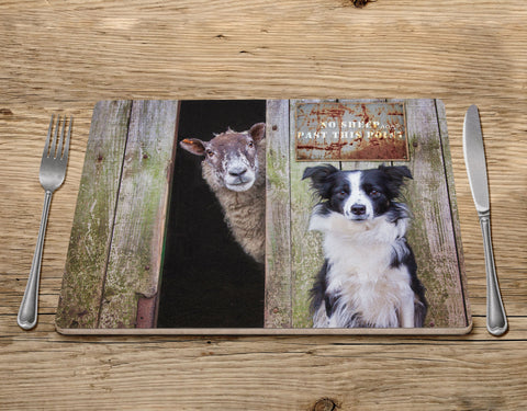 Border Collie and Sheep Placemat - Look Out ! She's behind Ewe - Kitchy & Co Placemat