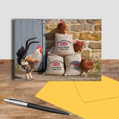 Chickens greetings card - Clucking Good Corn - Kitchy & Co