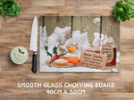 Christmas glass chopping board - Mincepies and Beer - Kitchy & Co Chopping Board