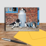 Border collie and farm Cats greetings card - Cats that got the cream - Kitchy & Co