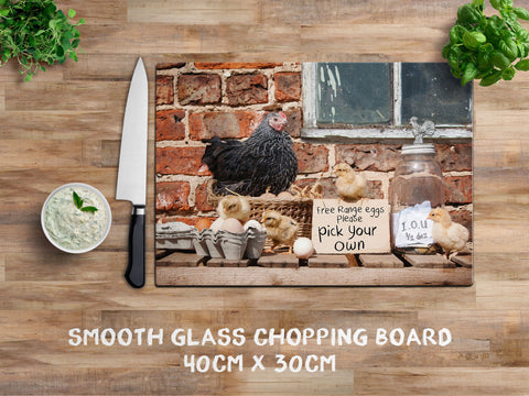 Hen and Chicks glass chopping board - Pick Your Own - Kitchy & Co Chopping Board