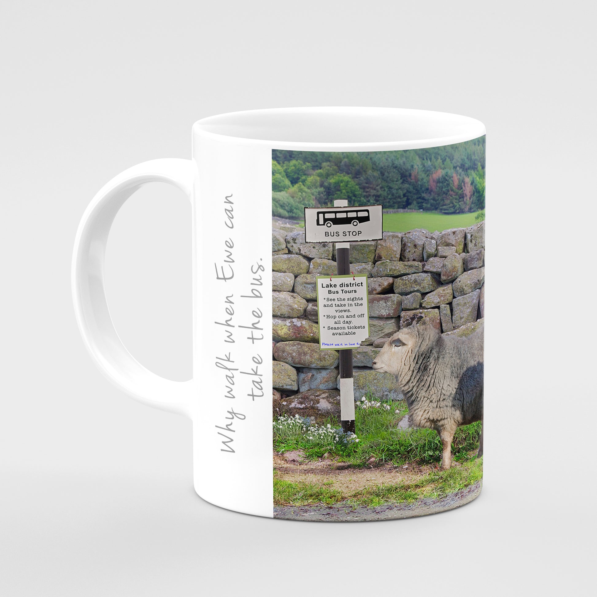 Herdwick Sheep Mug - Why walk when you can take the bus - Kitchy & Co Mugs