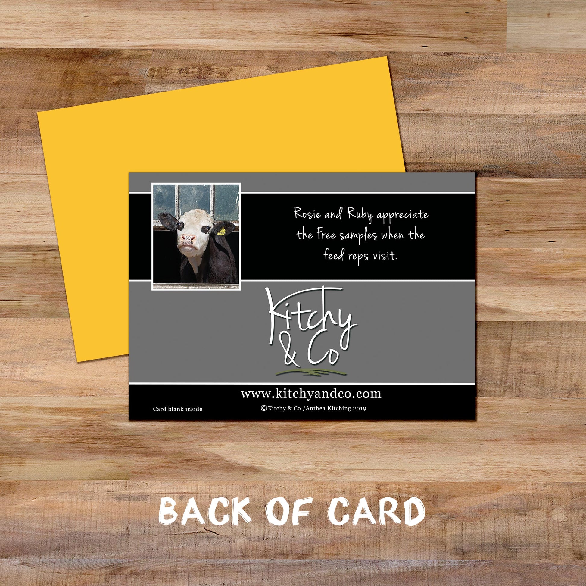 Hereford cows greetings card - Free samples Welcome - Kitchy & Co