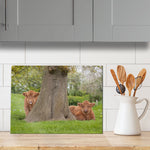 Highland Calves chopping board - From little acorns mighty oaks grow - Kitchy & Co Chopping Board