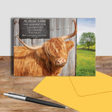 Highland cow greetings card - Meadow barn - Kitchy & Co