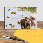 Longhorn cow greetings card - Call of the Fall - Kitchy & Co