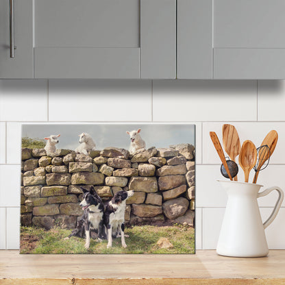 Pet lambs and sheepdogs Glass chopping board - Cheeky Pet Lambs - Kitchy & Co Chopping Board