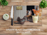 Pig and Hens Glass Chopping Board - Bertie shares his lunch - Kitchy & Co Chopping Board