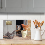 Pig and Hens Glass Chopping Board - Bertie shares his lunch - Kitchy & Co Chopping Board