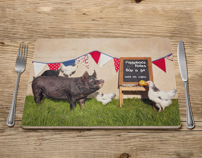 Pig Placemat - Piggyback Rides - Kitchy & Co Placemat