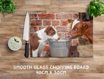 Red Collie and calf glass chopping board - Sharing is caring - Kitchy & Co Chopping Board