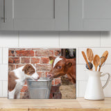 Red Collie and calf glass chopping board - Sharing is caring - Kitchy & Co Chopping Board