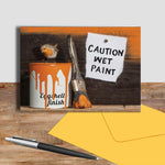 Robin Greetings card - Caution Wet Paint - Kitchy & Co