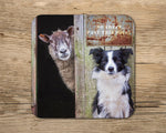 Border collie and sheep drinks Coaster - Look out ! She's behind Ewe - Kitchy & Co glass coaster