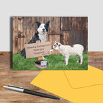 Sheepdog Training greetings card - Please give generously - Kitchy & Co