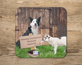 Sheepdog training drinks Coaster - Please give generously - Kitchy & Co glass coaster