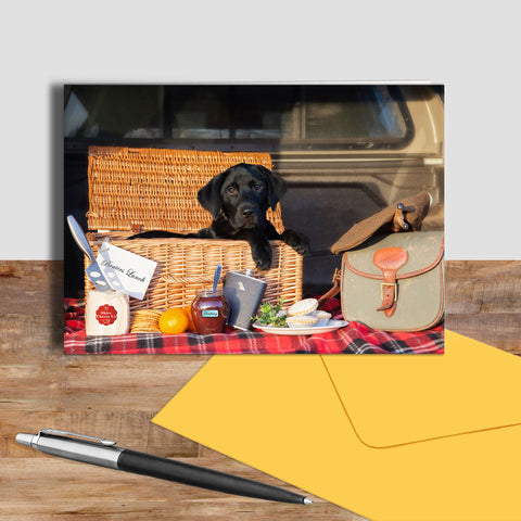 Labrador Pup greetings card - The Beaters Lunch Basket - Kitchy & Co