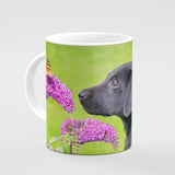 Labrador and Butterfly Mug - Take time to smell the flowers - Kitchy & Co 10oz Mug Mugs
