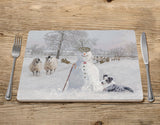 Christmas Placemat - One Snowman and his Dog - Kitchy & Co Placemat