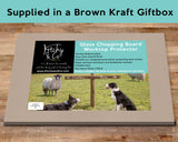 Sheepdog glass chopping board - Ewe take the left - Kitchy & Co Chopping Board