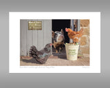 Pig and Hens Print - Bertie shares his lunch - Kitchy & Co print