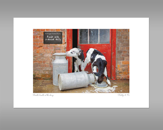 Dairy Calves Print - Double Trouble at the Dairy - Kitchy & Co print