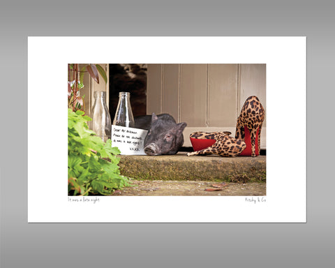 Pig Print - Please do not disturb it was a Late night - Kitchy & Co print