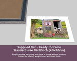 Valais Blacknose Sheep and Shepherds hut Print - We Welcome Ewe - Kitchy & Co print