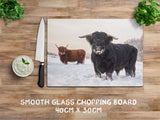 Christmas glass chopping board - Abominable Snowbull - Kitchy & Co Chopping Board