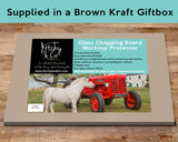 Shetland Pony and Tractor Glass Chopping Board - Horse Power - Kitchy & Co Chopping Board