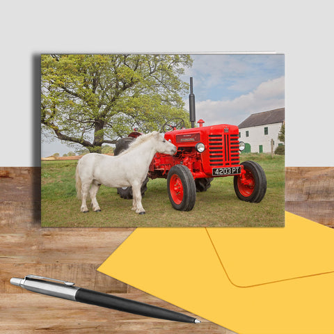 Shetland Pony and Tractor greetings card - Horse Power - Kitchy & Co