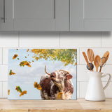 Longhorn Cow glass chopping board - Call of the Fall - Kitchy & Co Chopping Board