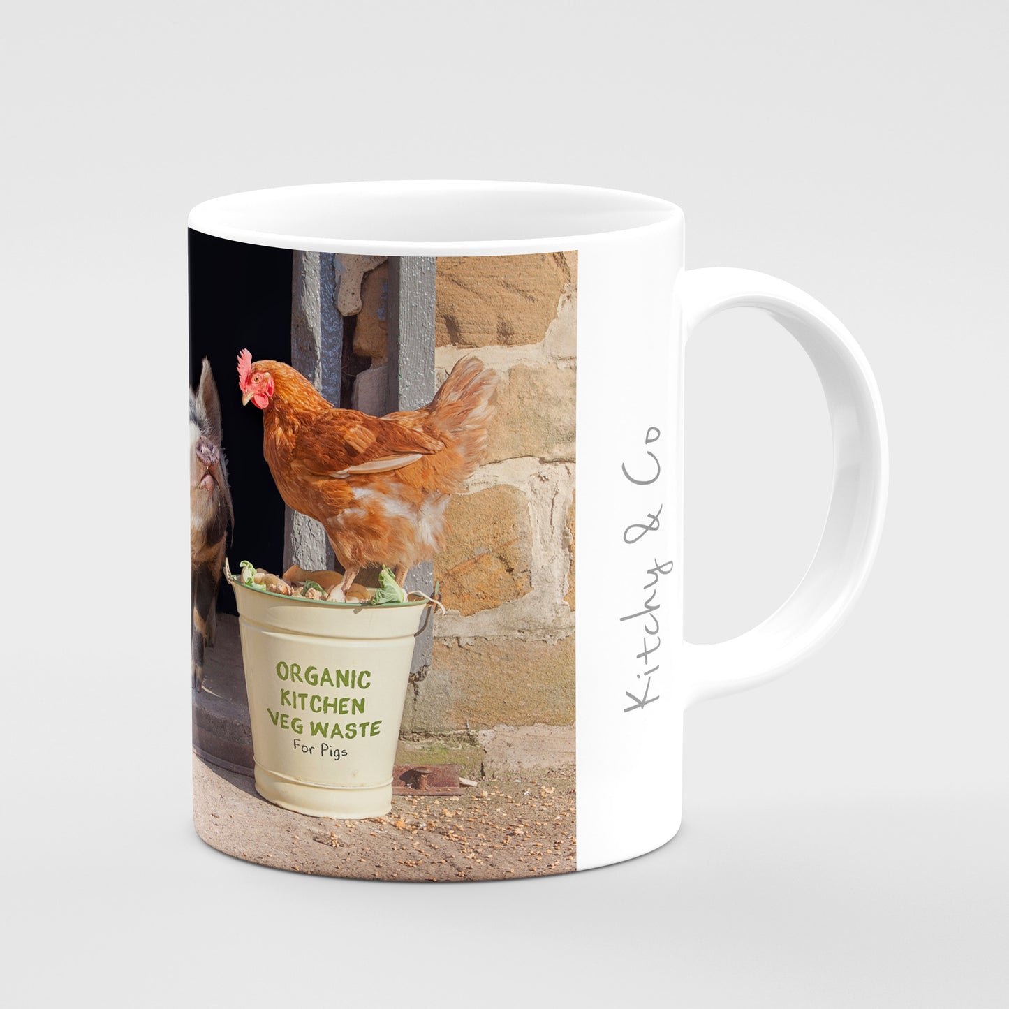 Pig and Hens Mug - Bertie shares his lunch - Kitchy & Co Mugs