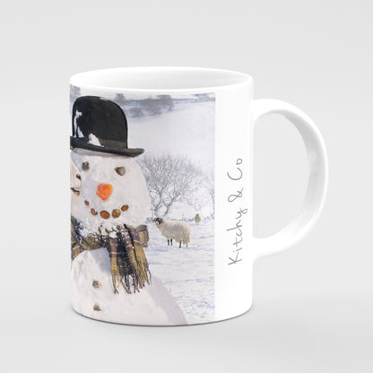 Christmas Mug - Swaledale Sheep and Snowman - Kitchy & Co Mugs