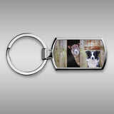 Border Collie and sheep Keyring - Look Out ! She's behind Ewe - Kitchy & Co keyring