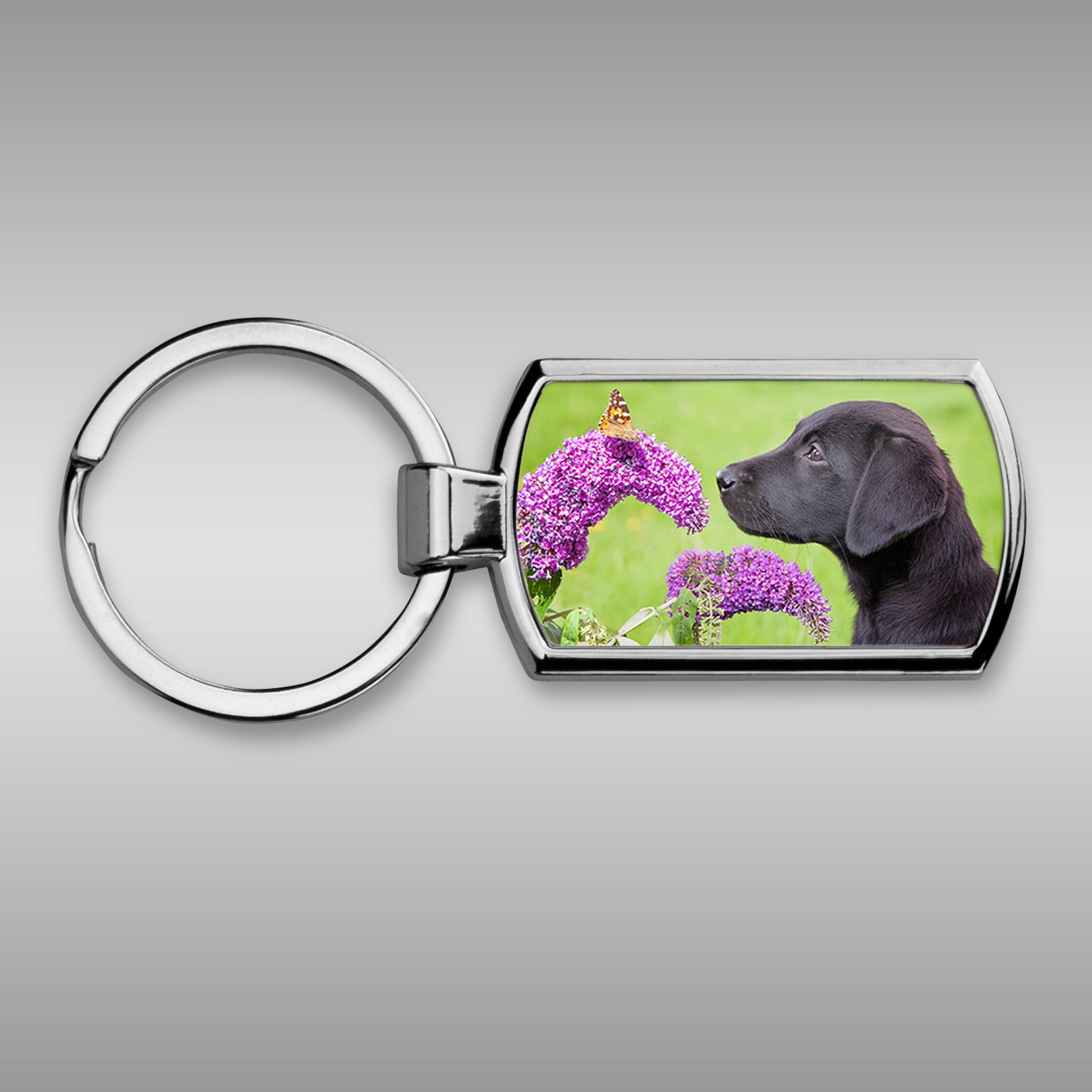 Labrador and Butterfly Keyring - Take time to smell the flowers - Kitchy & Co keyring